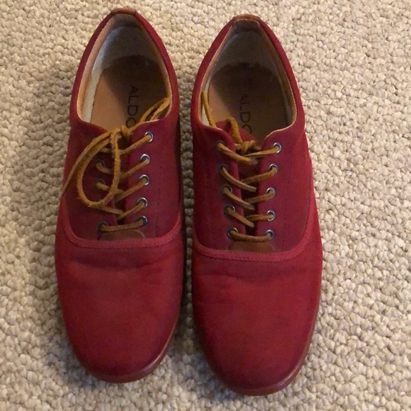 Aldo Men’s Red Canvas Shoes Size 12 - Picture 1 of 2